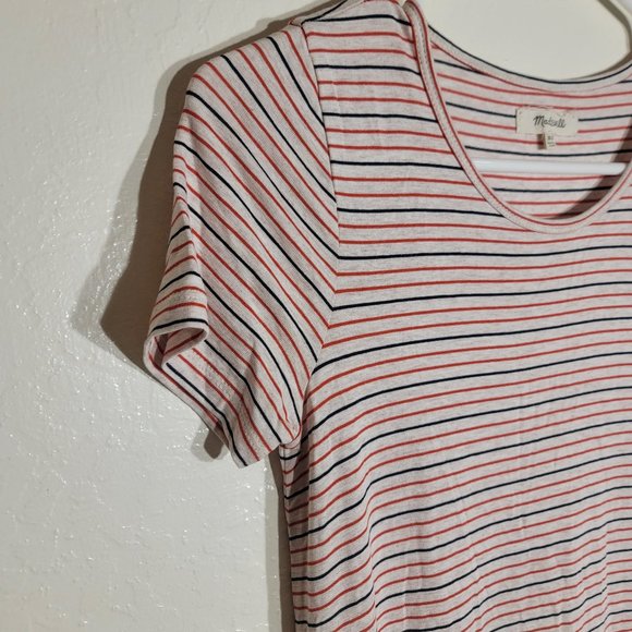 Madewell Swingy Tee Striped Red White Blue Short Sleeve Dress sz XXS GUC - Picture 4 of 9